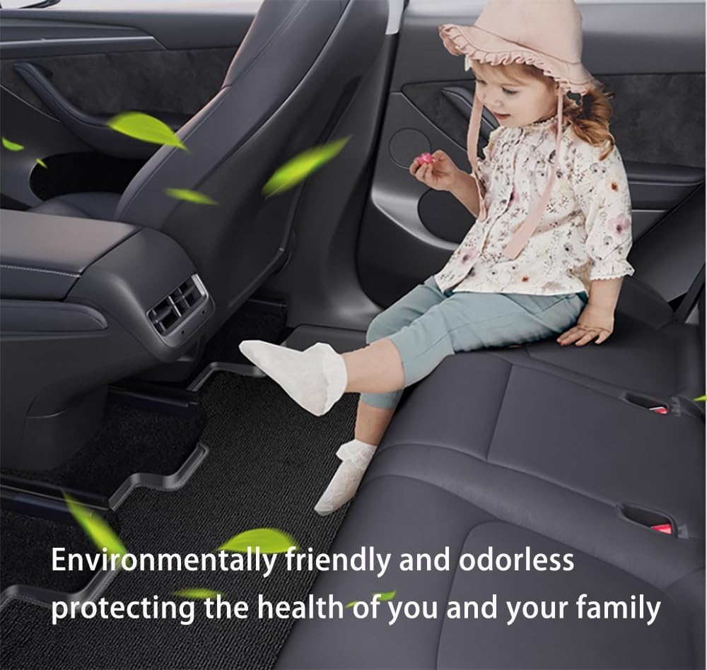 Compatible with 2026 Tesla Model Y Juniper(Not fit Standard) 5 Seater Double Layer Floor Mats & Trunk Mat & Back Seat Protector & Frunk Mat & Rear Cargo Storage Tray Covers(9 Piece Set)