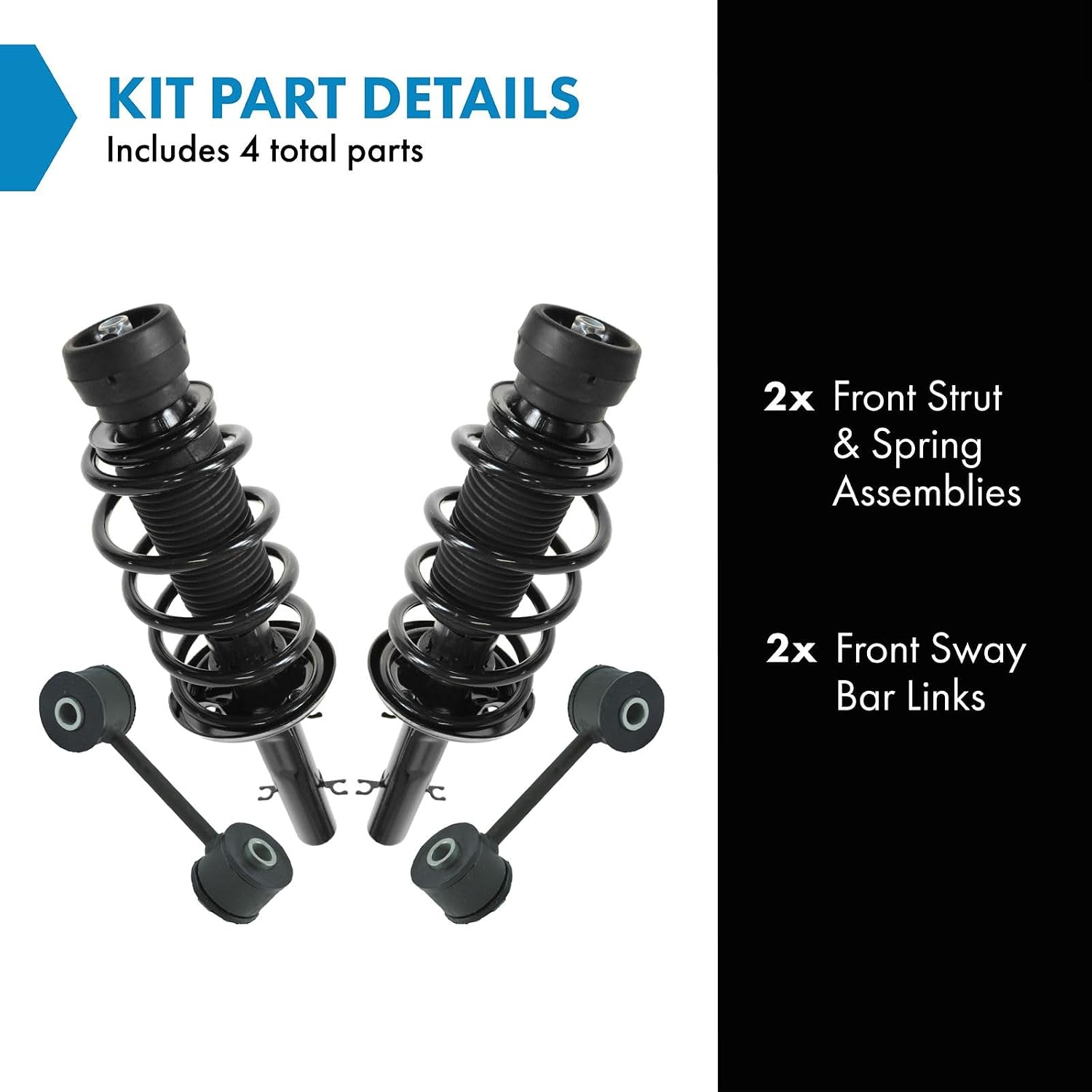 TRQ Front Suspension Kit Compatible with 2001-2010 Volkswagen Beetle 2001-2005 Golf Jetta