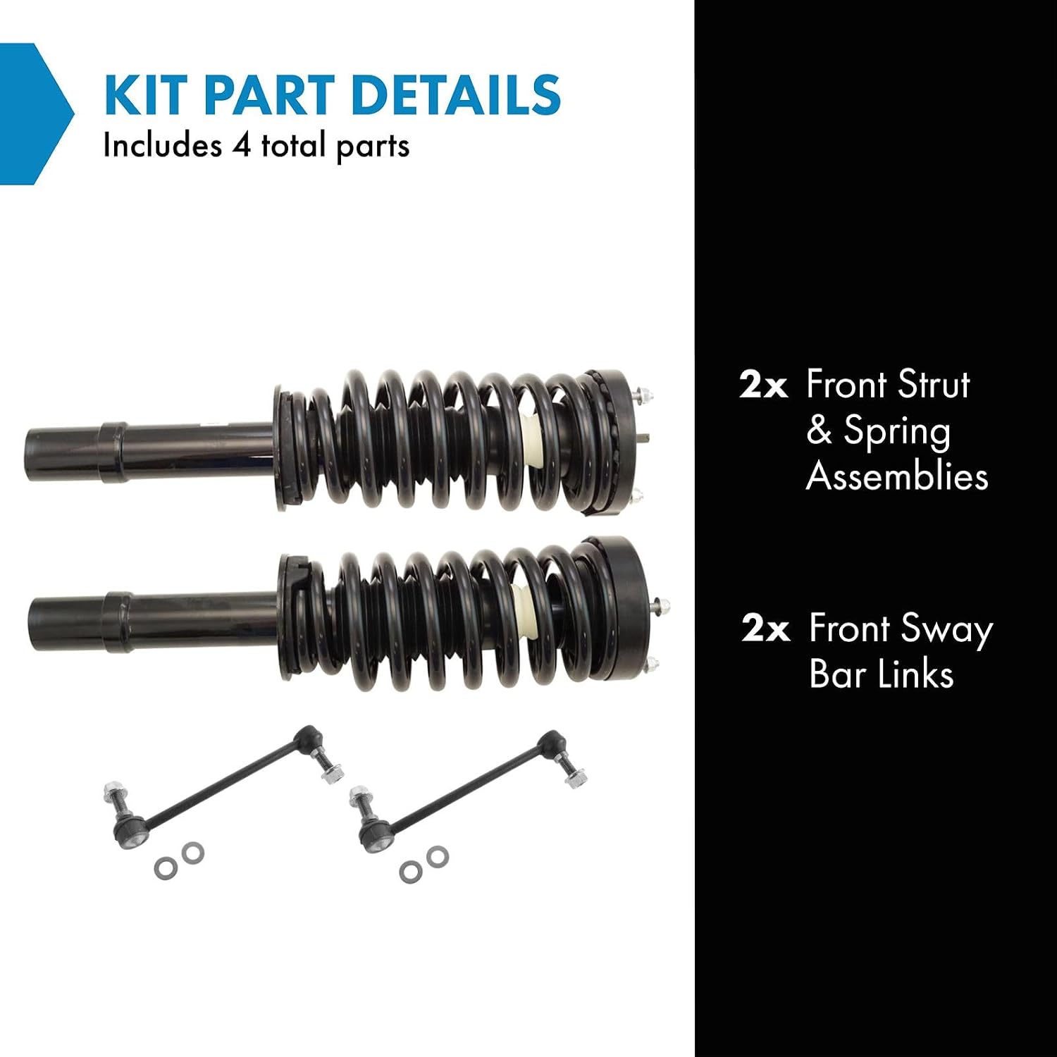 TRQ Front Suspension Kit Complete Strut & Coil Spring Assembly Sway Bar Stabilizer Link Compatible with 2005-2011 Chrysler 300 2007-2010 Dodge Charger 2005-2008 Magnum
