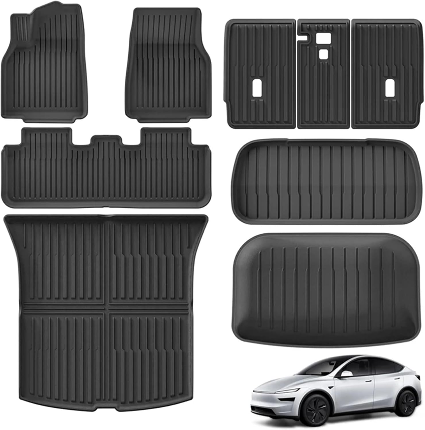 Compatible with Tesla Model Y Launch 2025 Juniper 2025 TPE Floor Mats Cargo Liner Trunk Floor Liner Backrest(Red)