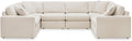Signature Design by Ashley Modmax Contemporary Stain Resistant 6-Piece Sectional with Armrest, Throw Pillows and Reversible Cushions, Beige
