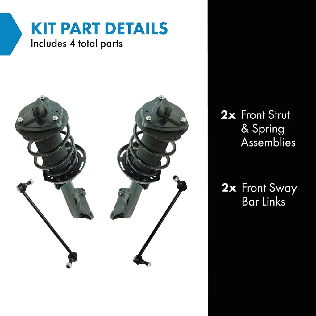 TRQ Front Suspension Kit Complete Strut & Coil Spring Assembly Sway Bar Stabilizer Link Compatible with 2012-2013 Mercedes-Benz C250 2008-2011 C300 2008-2014 C350
