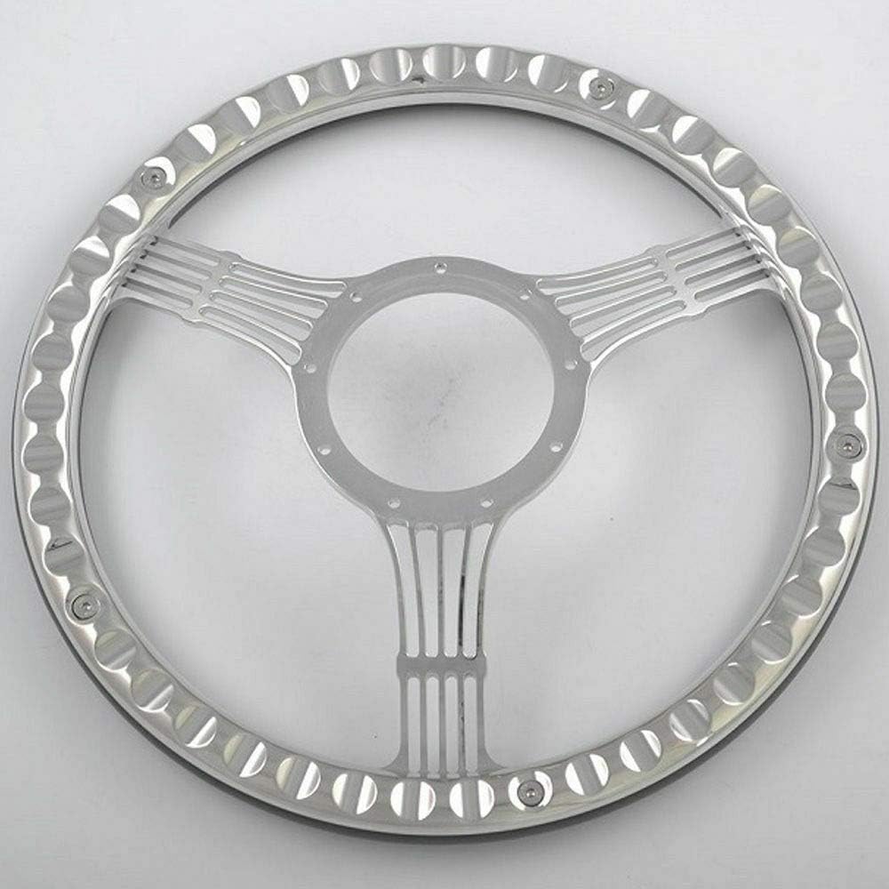 14'' Bonjo Billet Half Wrap 9 Bolts Steering Wheel with 2'' Dish and Horn Button(Carbon Vinyl)