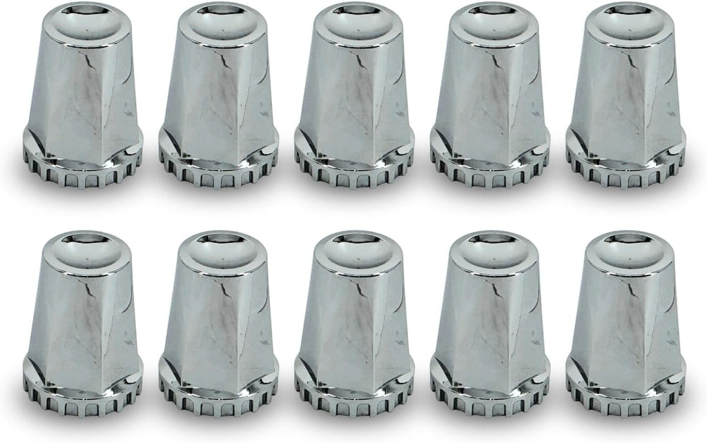 TORQUE Starlight Chrome Front and Rear Axle Complete Wheel Cover Set 33mm Screw-on Lug Nut Covers for Semi Trucks (Installation Tool Included) Standart Hub Caps Kit (2 Front & 4 Rear) (TR638)