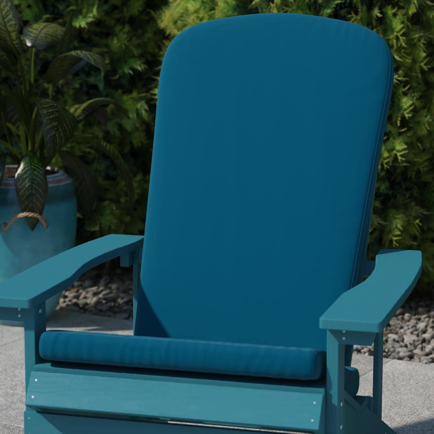 Flash Furniture Charlestown Set of 2 Adirondack Chair Cushions - Teal Fabric Cushions - 2' Thick Padding - Indoor/Outdoor - Patio Chair Replacement Cushions