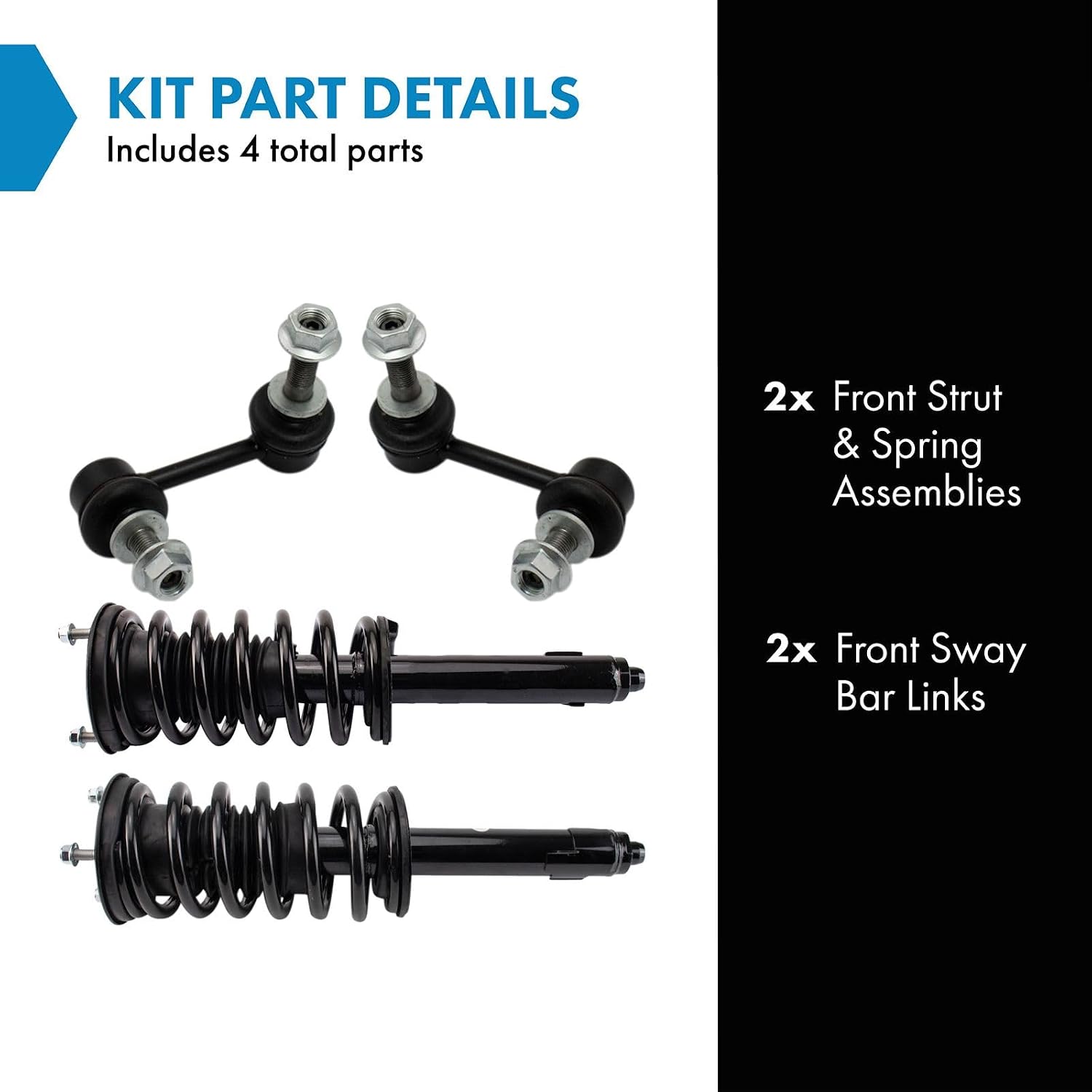 TRQ Front Suspension Kit Complete Strut & Coil Spring Assembly Sway Bar Stabilizer Link Compatible with 2006 Lexus GS300 2007-2011 GS350