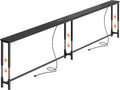 Huuger 102.4 Inch Sofa Table with Power Outlets, 23.9''-34.4'' Height Adjustable Range, Behind Couch Table with USB-C Ports, Sofa Tables Narrow Long, Skinny Console Table, for Small Spaces, Black