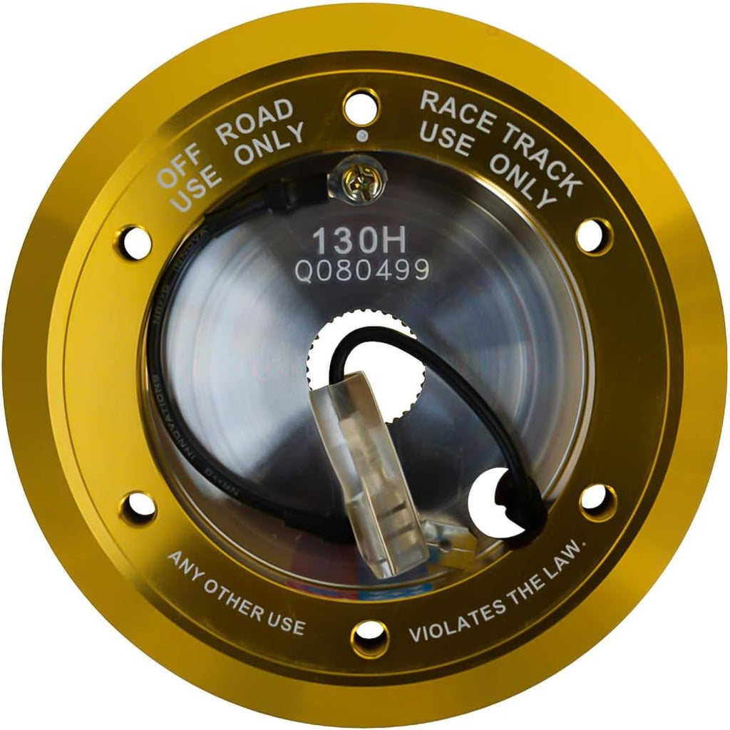 NRG Innovations Racing Style Steering Wheel Short Hub, Lockable Aluminum Steering Shaft, 6x70mm Bolt Pattern Quick Release Adapter Unit, Compatible For 94-04 Honda/Acura, Chrome Gold, NRG-SRK-130H-CG