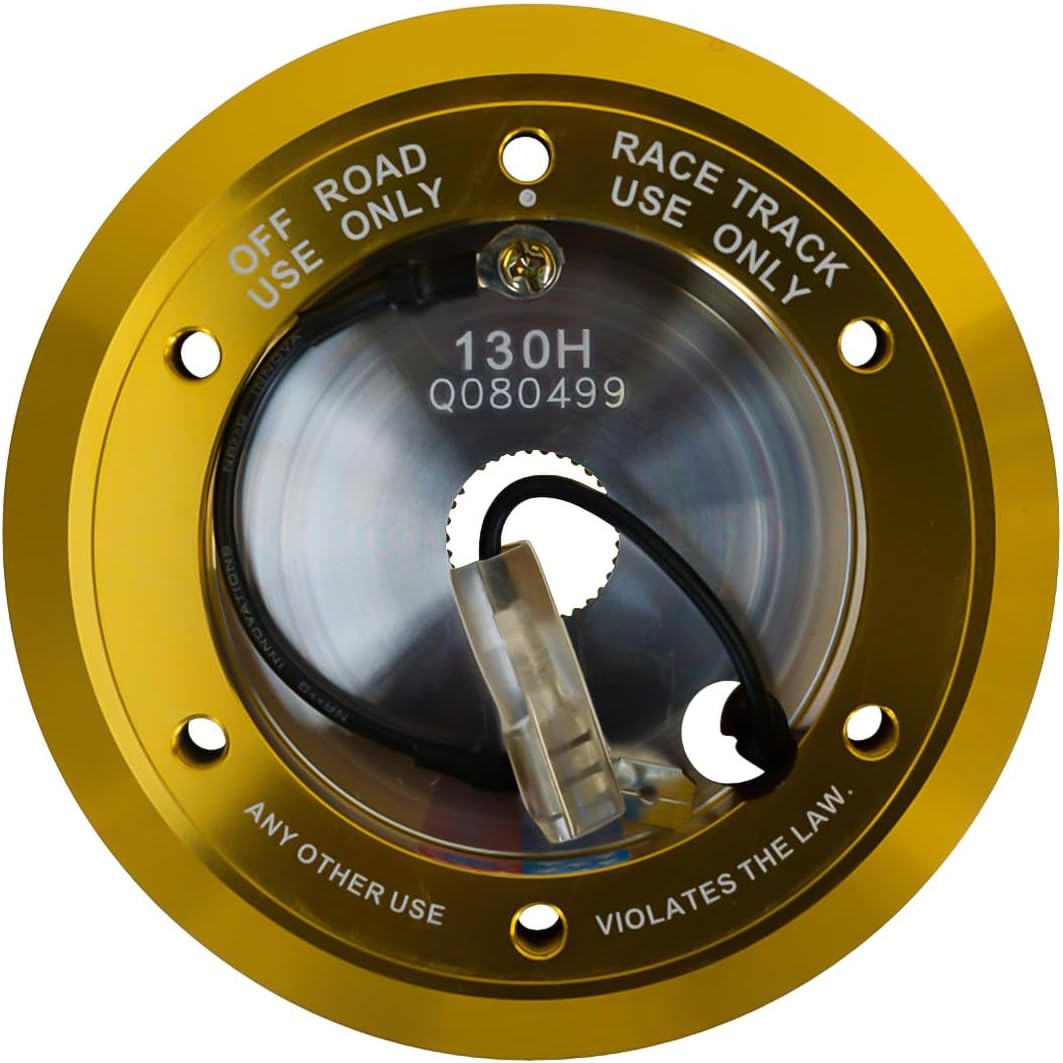 NRG Innovations Racing Style Steering Wheel Short Hub, Lockable Aluminum Steering Shaft, 6x70mm Bolt Pattern Quick Release Adapter Unit, Compatible For 94-04 Honda/Acura, Chrome Gold, NRG-SRK-130H-CG