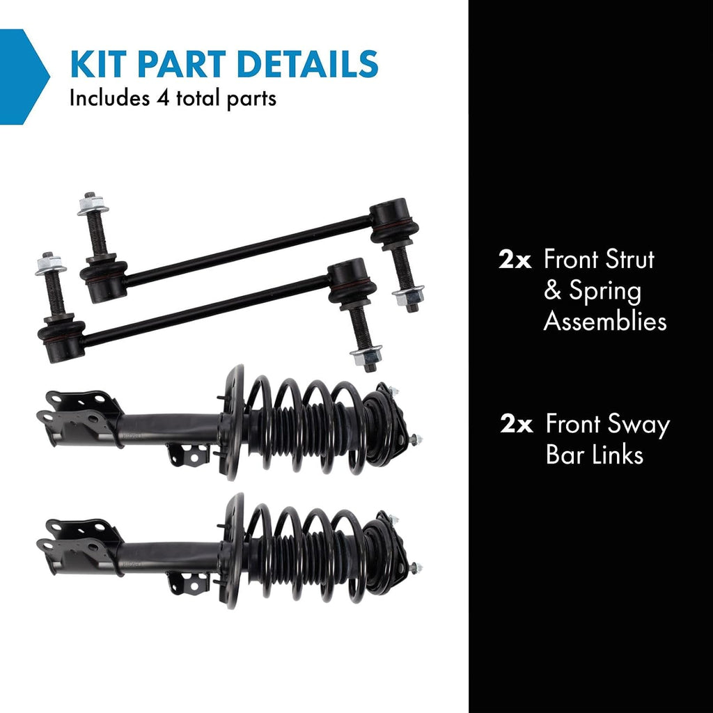 TRQ Front Suspension Kit Complete Strut & Coil Spring Assembly Sway Bar Stabilizer Link Compatible with 2015-2022 Ford Mustang