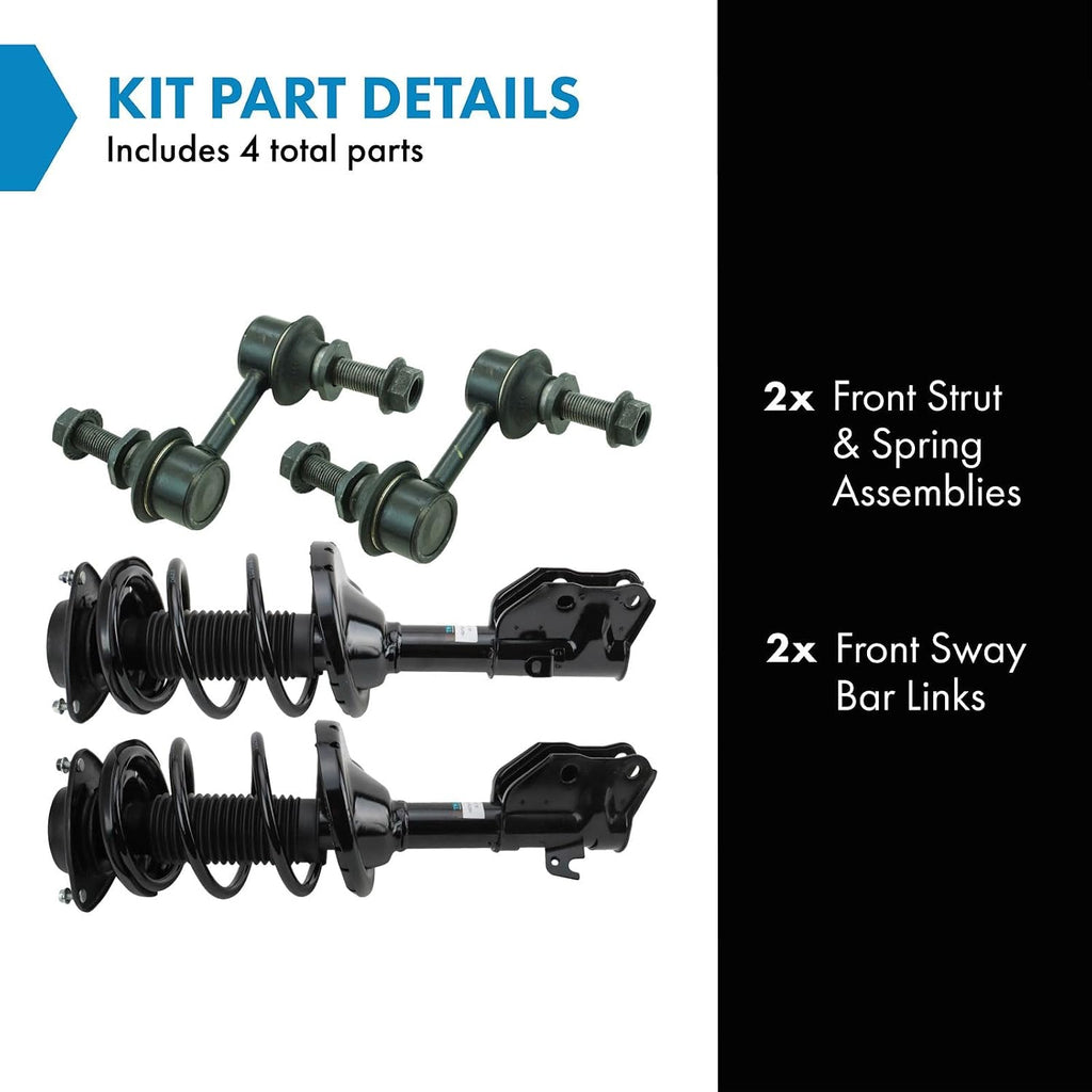 TRQ Front Suspension Kit Complete Strut & Coil Spring Assembly Sway Bar Stabilizer Link Compatible with 2017-2018 Subaru Forester