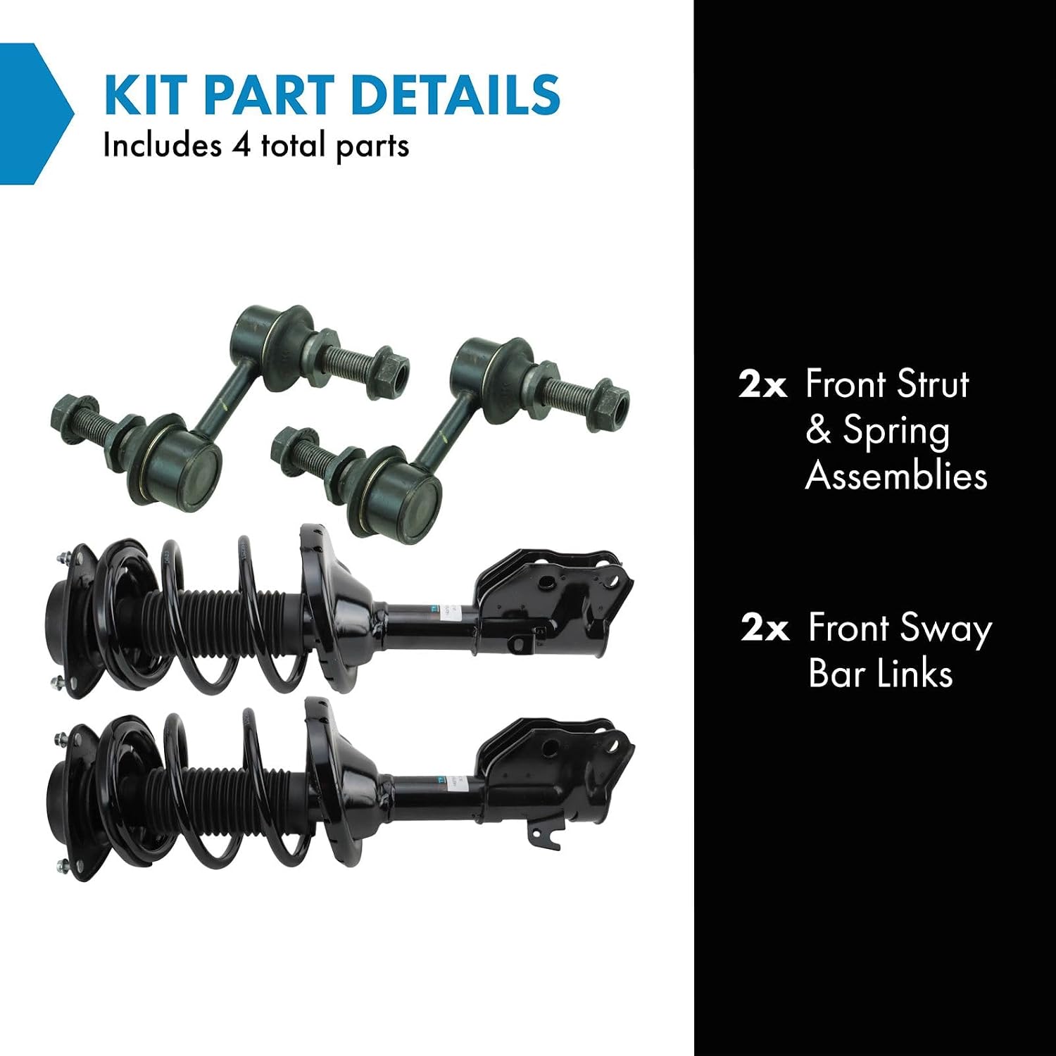 TRQ Front Suspension Kit Complete Strut & Coil Spring Assembly Sway Bar Stabilizer Link Compatible with 2017-2018 Subaru Forester