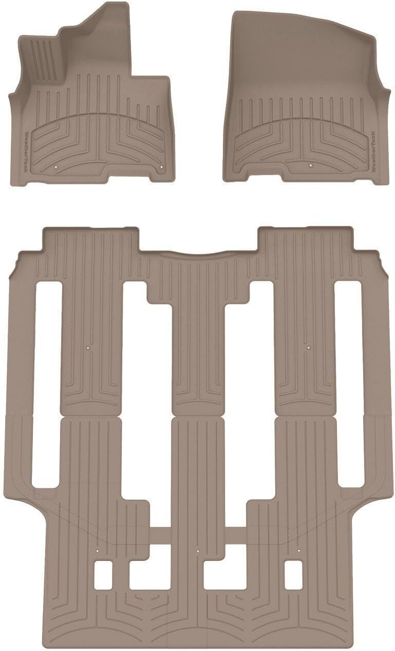 WeatherTech FloorLiner HP Custom Fit Floor Mats for Kia Carnival Full Set (451672-1-2IM), Tan