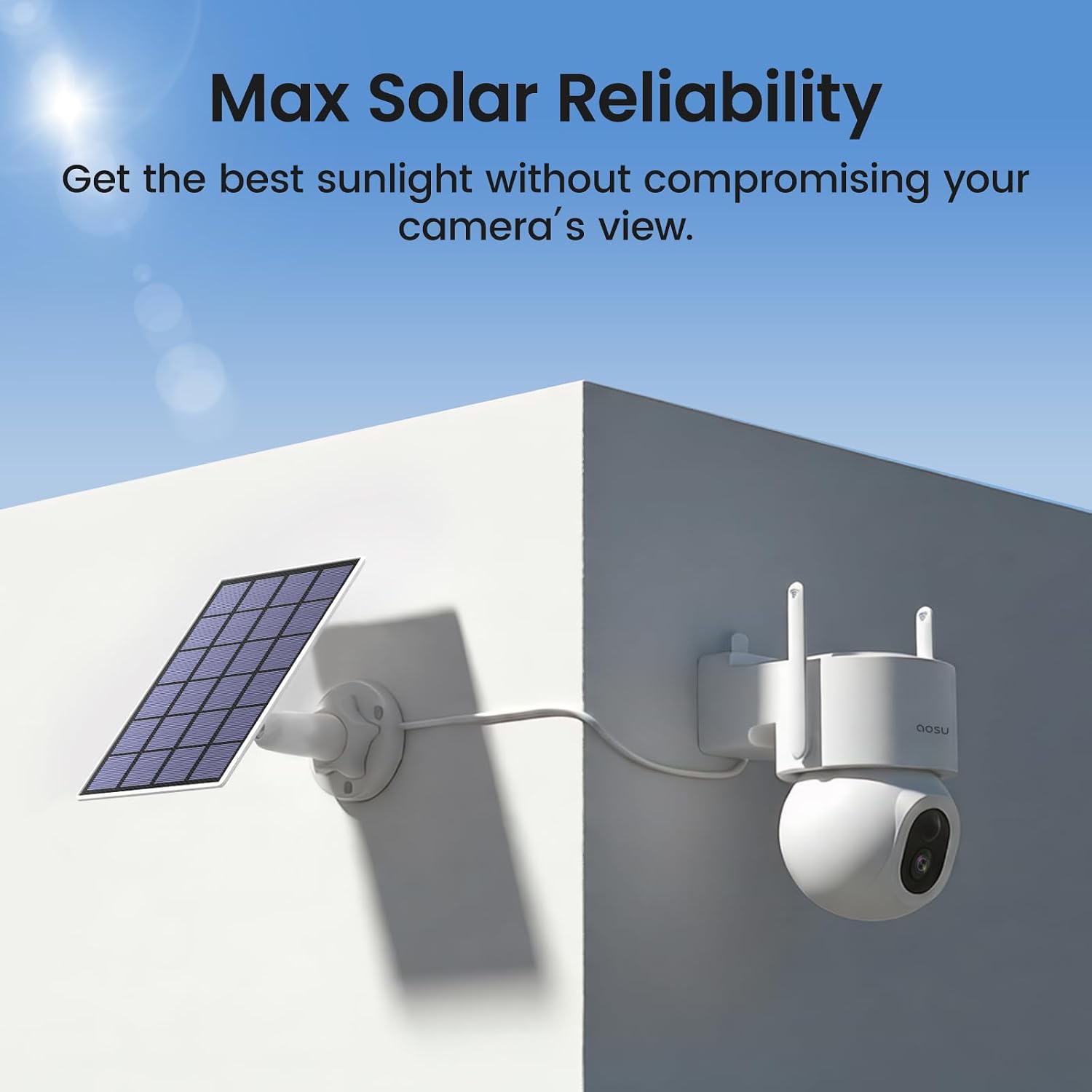 aosu SolarCam D1 Max 4-Cam Kit, 4K Solar Security Cameras Outdoor Wireless, 360° Pan & Tilt Coverage, Auto Tracking, Color Night Vision, No Subscription Required, Local Storage up to 1TB