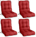 EAGLE PEAK Tufted Outdoor/Indoor Seat/Back Chair Cushions, 4 Pack, 42'' x 21'', Red