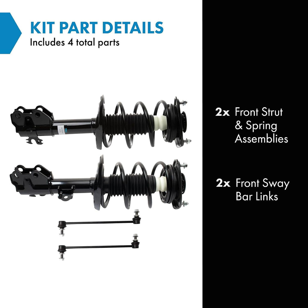 TRQ Front Suspension Kit Complete Strut & Coil Spring Assembly Sway Bar Stabilizer Link Compatible with 2018-2022 Toyota C-HR