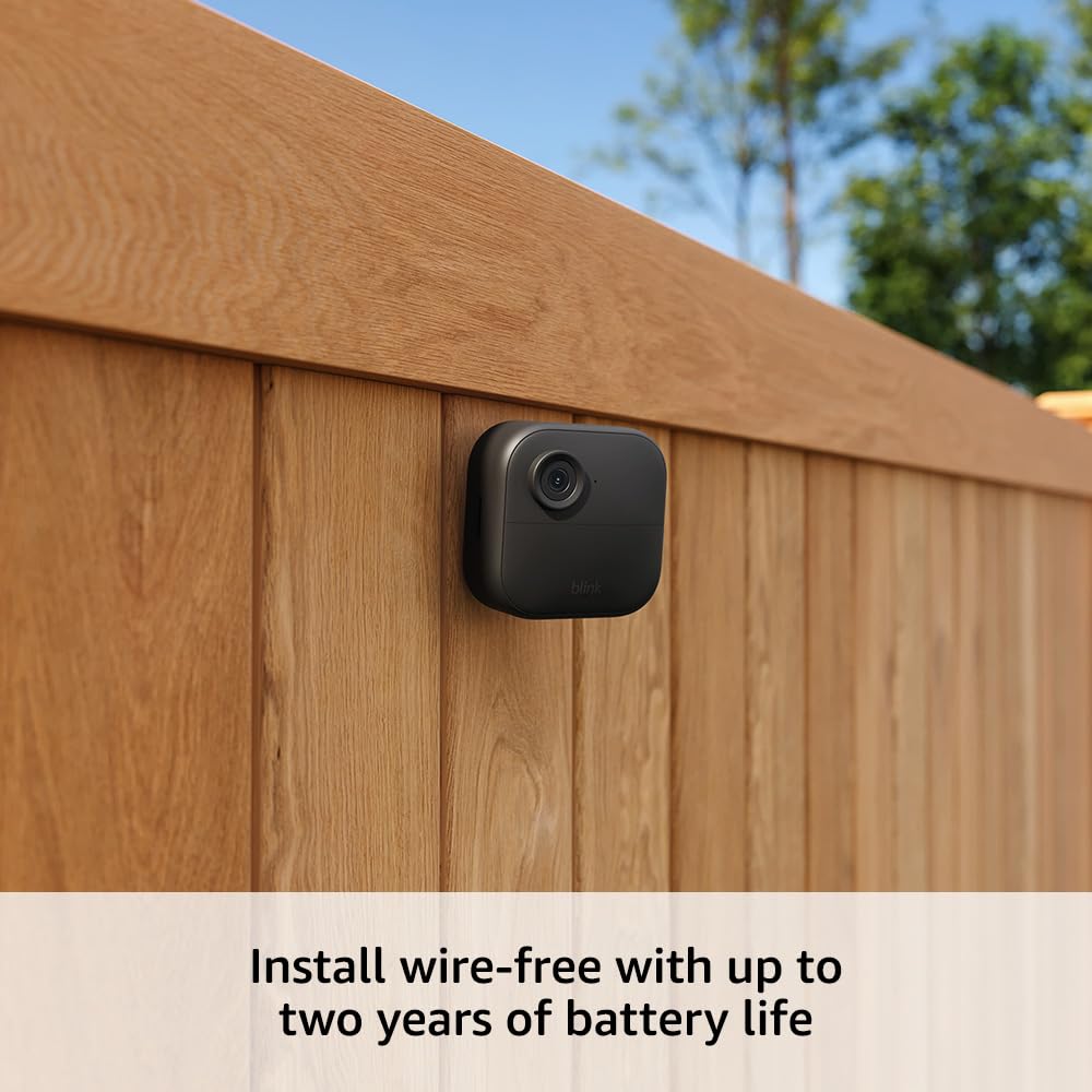 Blink Outdoor 4 (4th Gen) + Blink Mini – Smart security camera, two-way talk, HD live view, motion detection, set up in minutes, Works with Alexa – 3 camera system + Mini (White)