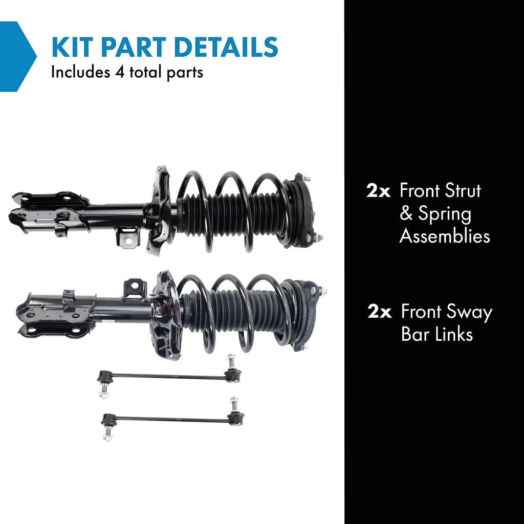 TRQ Front Suspension Kit Complete Strut & Coil Spring Assembly Sway Bar Stabilizer Link Compatible with 2017-2020 Hyundai Elantra
