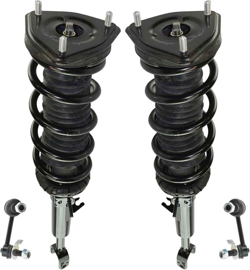 TRQ Front Suspension Kit Shock & Spring Strut Assembly Sway Bar Stabilizer Link Compatible with 2003-2007 INFINITI G35 2003-2009 Nissan 350Z