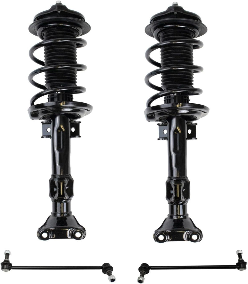 TRQ Front Suspension Kit Complete Strut & Coil Spring Assembly Sway Bar Stabilizer Link Compatible with 2010-2014 Mercedes-Benz E350 2015-2017 E400 RWD Rear Wheel Drive