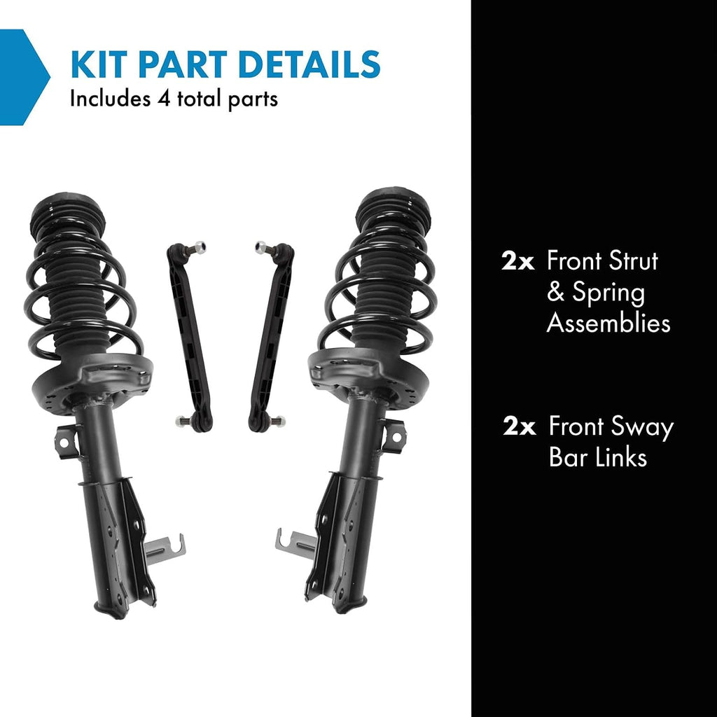 TRQ Front Suspension Kit Complete Strut & Coil Spring Assembly Sway Bar Stabilizer Link Compatible with 2012-2016 Buick Regal