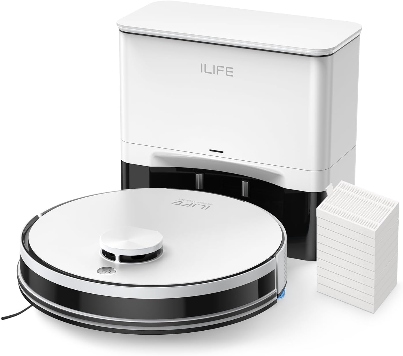 ILIFE A30 Pro Robot Vacuum and Mop Combo, Self Emptying Robot Vacuum Cleaner + A30 Pro Replacement Filters, 10 Pcs Included