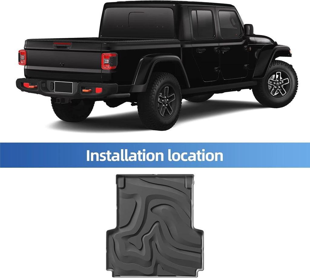 for Jeep Gladiator JT 2020-2024 TPE Floor Mats with Cargo Liner Trunk Mat Waterproof Wear-Resistant Protective Accessories Set(Black)