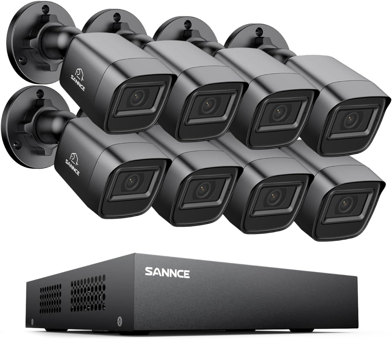 SANNCE 1080P Security Camera System 8CH H.264+ 1080N Home Surveillance DVR and (8)×1080P Weatherproof Outdoor CCTV Camera with 100ft Night Vision, Easy Remote Access, Smart Playback, NO Hard Drive
