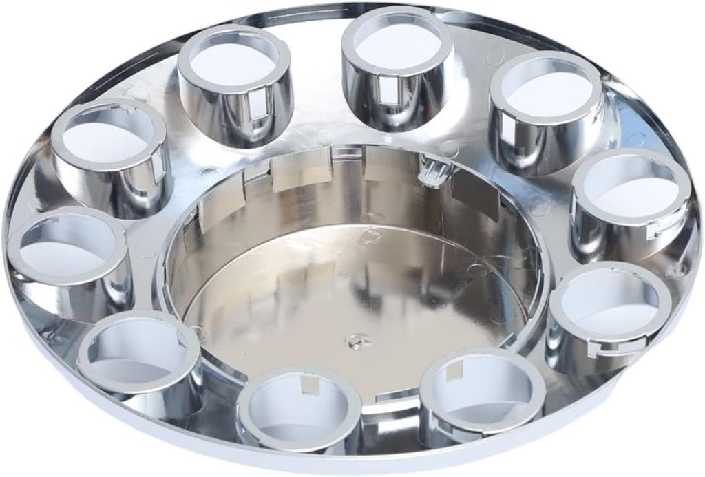 ABS Plastic Chromed Hubcaps Front and Rear Wheel Axle Cover Set with 33mm Thread-On Lug Nut Covers for Semi Trucks (Flat)