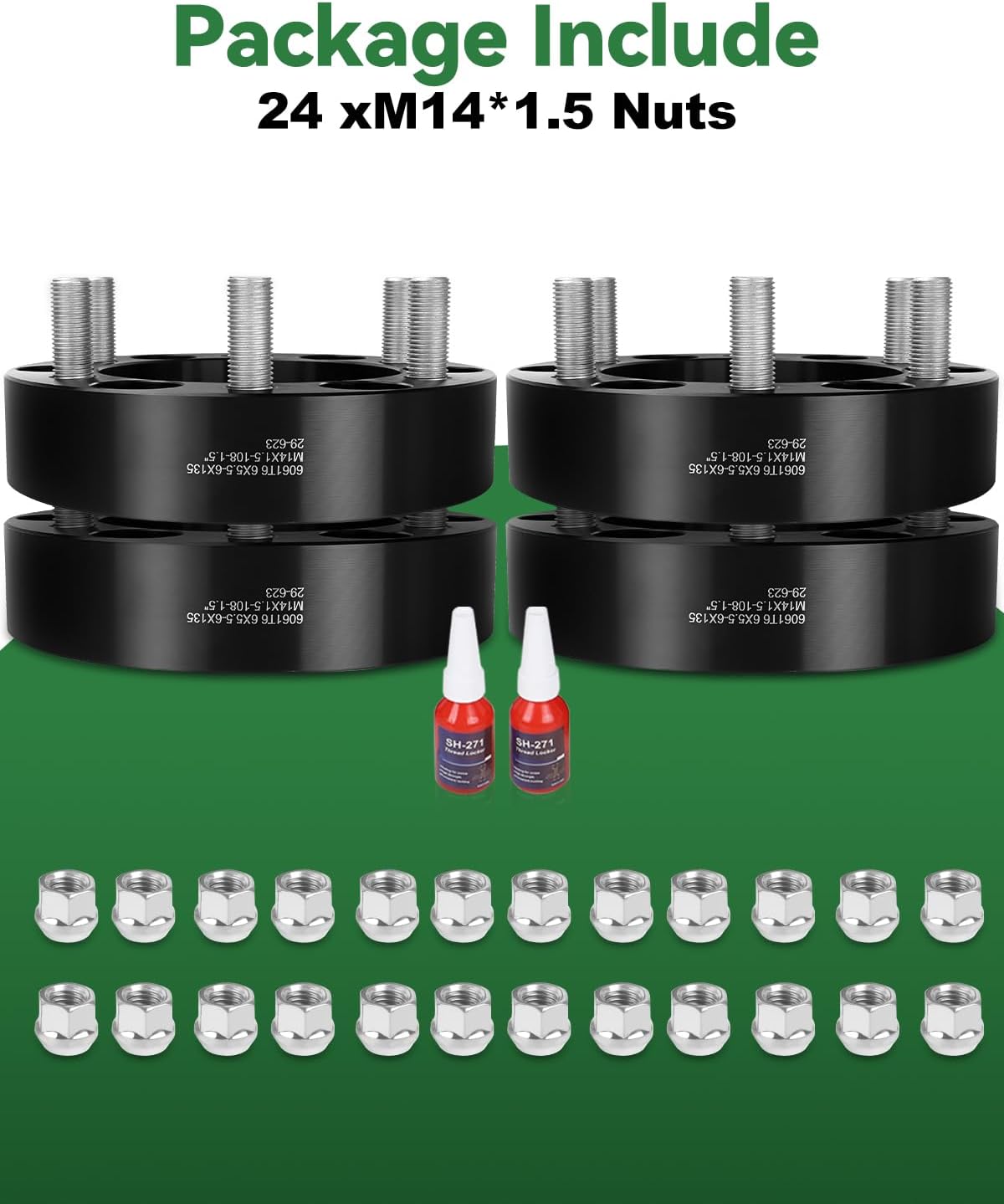 6x5.5 to 6x135 Wheel Spacers for Silverado Tahoe Suburban Yukon Sierra, 1.5 Inch 6x139.7 to 6x135 Wheel Adapters 108mm Center core with M14x1.5 Studs