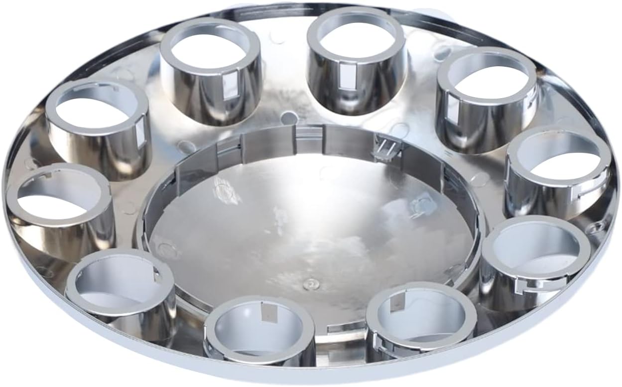 ABS Plastic Chromed Hubcaps Front and Rear Wheel Axle Cover Set with 33mm Thread-On Lug Nut Covers for Semi Trucks (Dome)