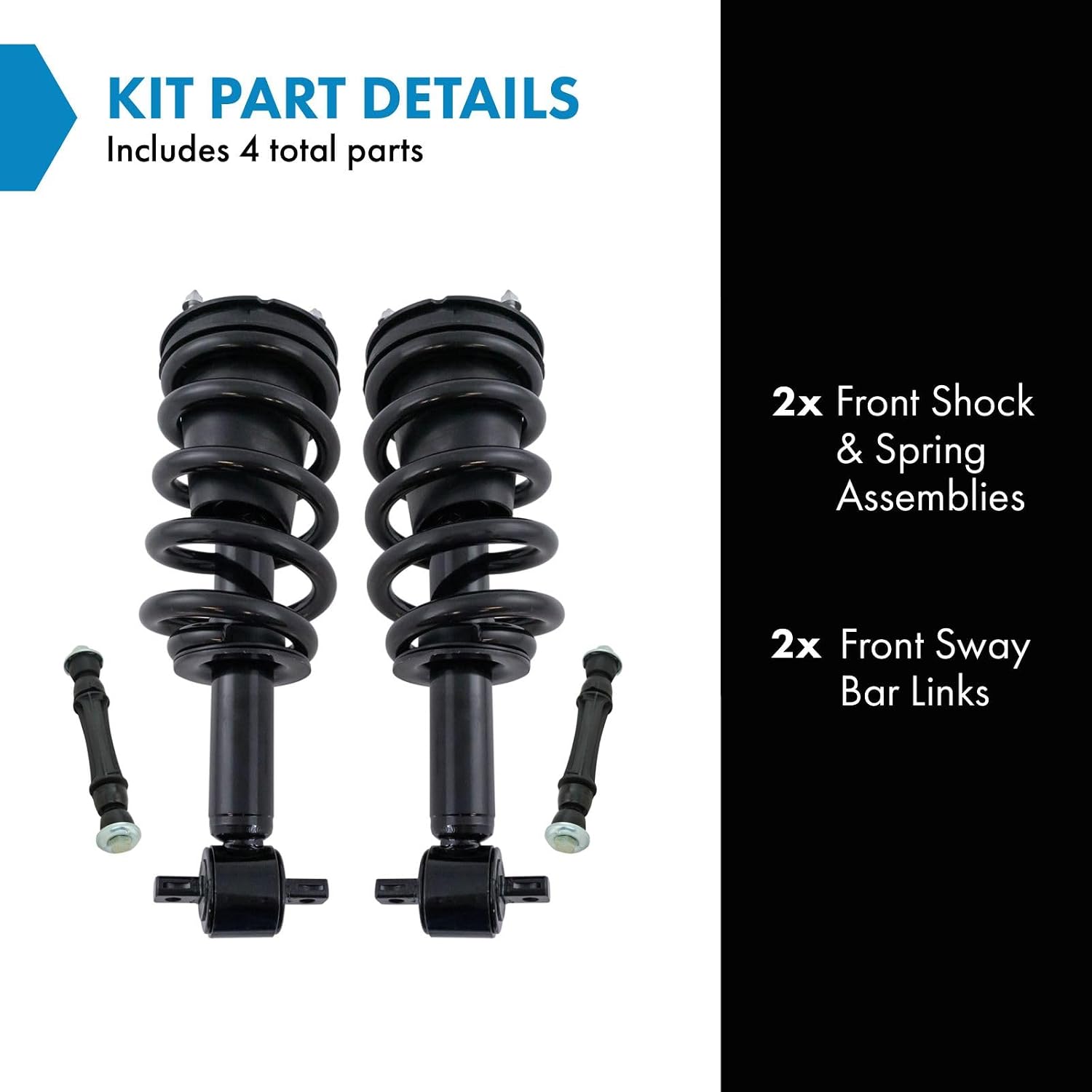 TRQ Front Suspension Kit Shock & Spring Strut Assembly Sway Bar Stabilizer Link Compatible with 2014-2018 Chevrolet Silverado 1500 GMC Sierra 1500