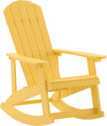 Flash Furniture Savannah Poly Resin Wood Adirondack Rocking Chair - All Weather Yellow Polystyrene - Stainless Steel Hardware