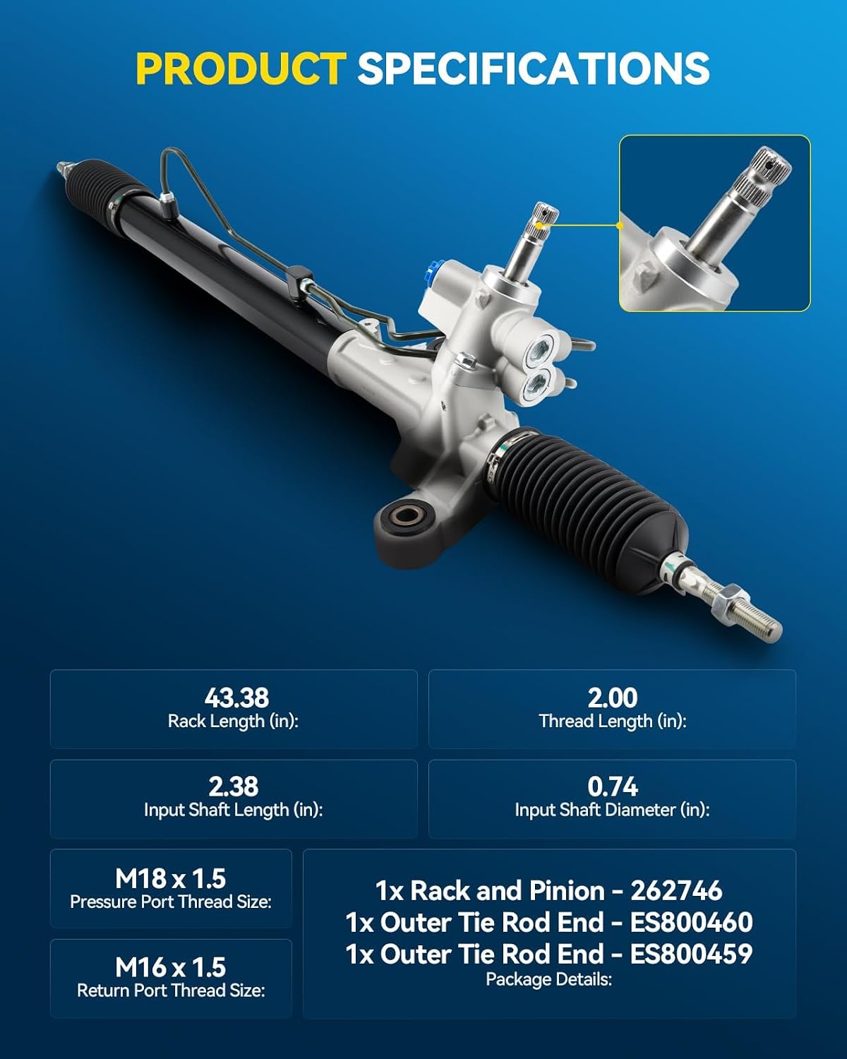 PHILTOP Hydraulic Power Steering Rack & Pinion Kit for 2008-2012 Accord, with Outer Tie Rod Ends, Replace# 26-2746