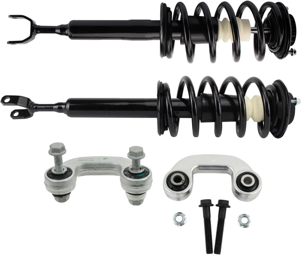 TRQ Front Suspension Kit Complete Strut & Coil Spring Assembly Sway Bar Stabilizer Link Compatible with 2000-2004 Audi A6 A6 Quattro 2001-2005 Volkswagen Passat