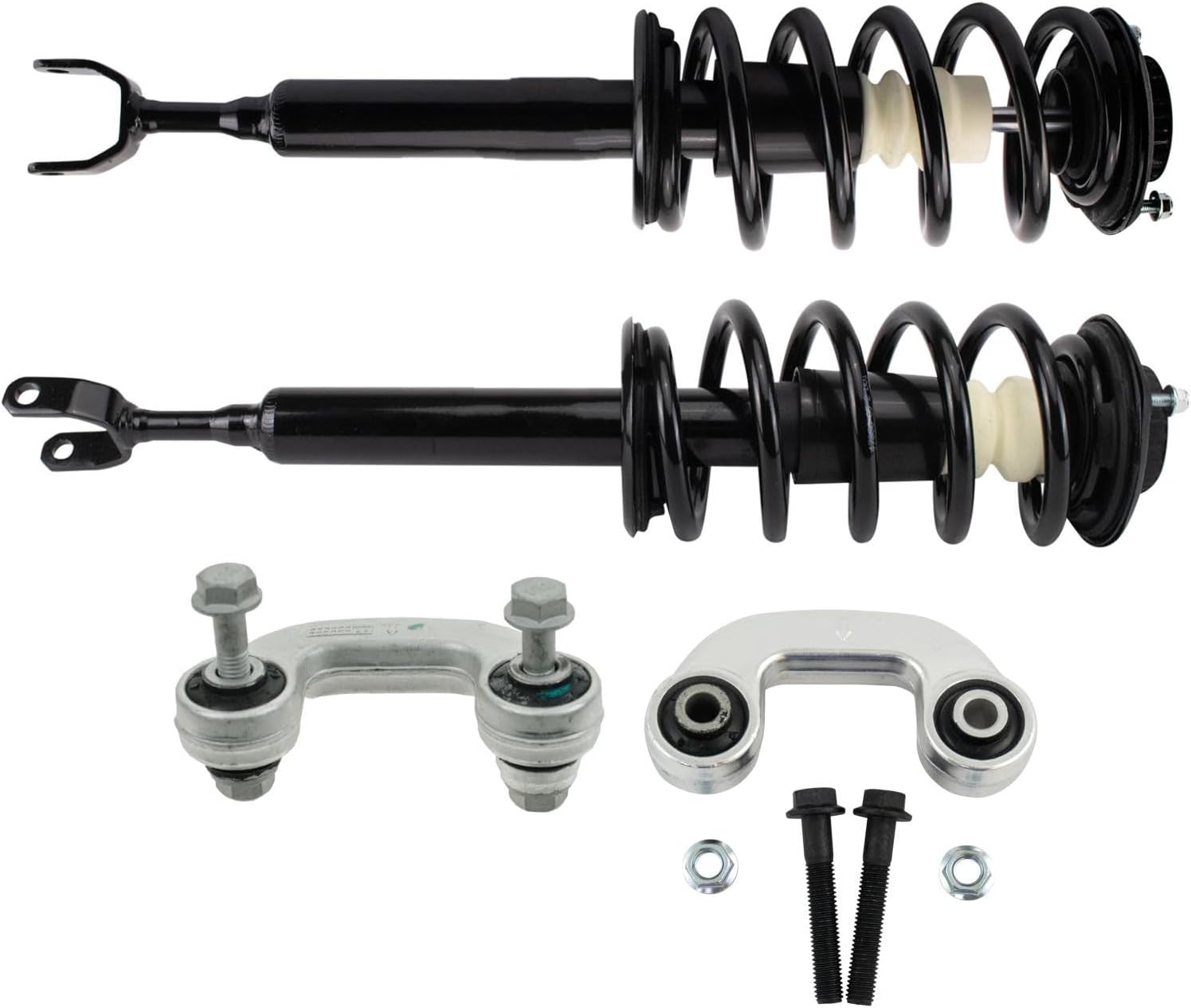 TRQ Front Suspension Kit Complete Strut & Coil Spring Assembly Sway Bar Stabilizer Link Compatible with 2000-2004 Audi A6 A6 Quattro 2001-2005 Volkswagen Passat