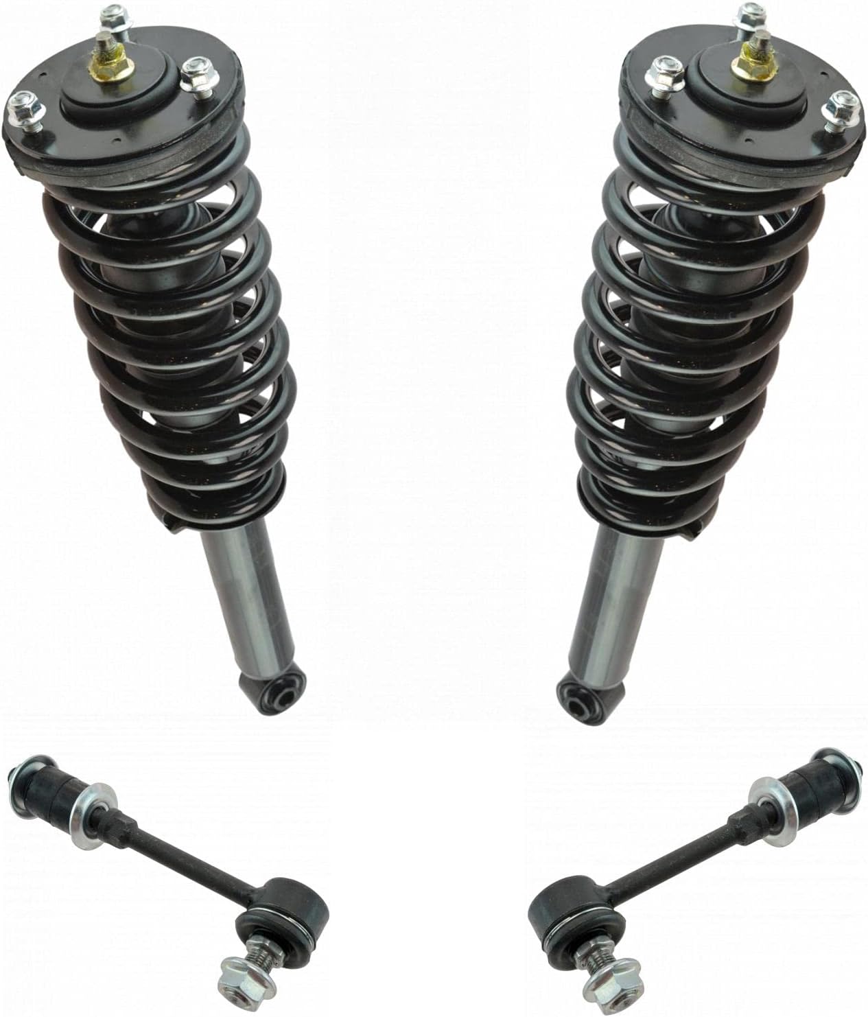 TRQ Front Suspension Kit Shock & Spring Strut Assembly Sway Bar Stabilizer Link Compatible with 2003-2004 Kia Sorento