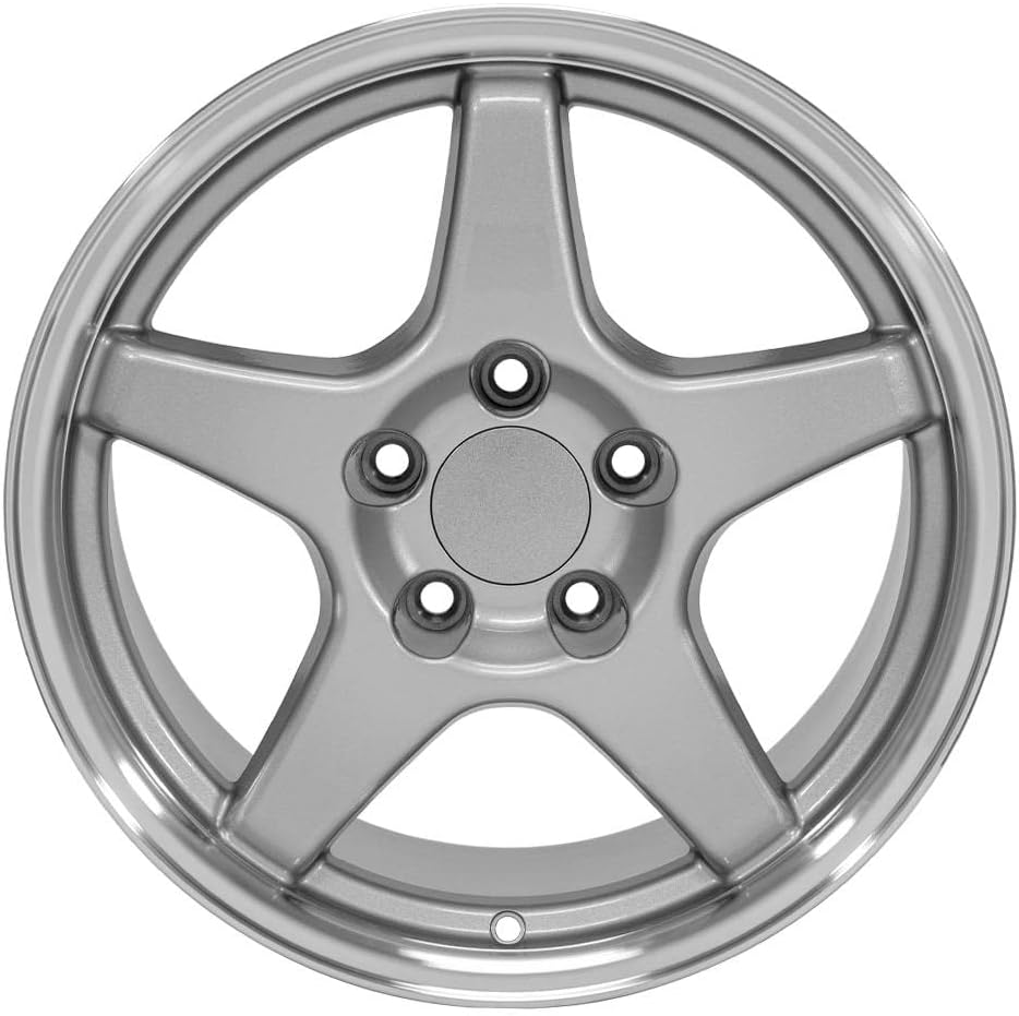 OE Wheels CV01 17 Inch Rim Fits Corvette C4 ZR1 Style 5x120.65 17x9.5 Gloss Silver Machined Lip - Hollander 5035 (1)