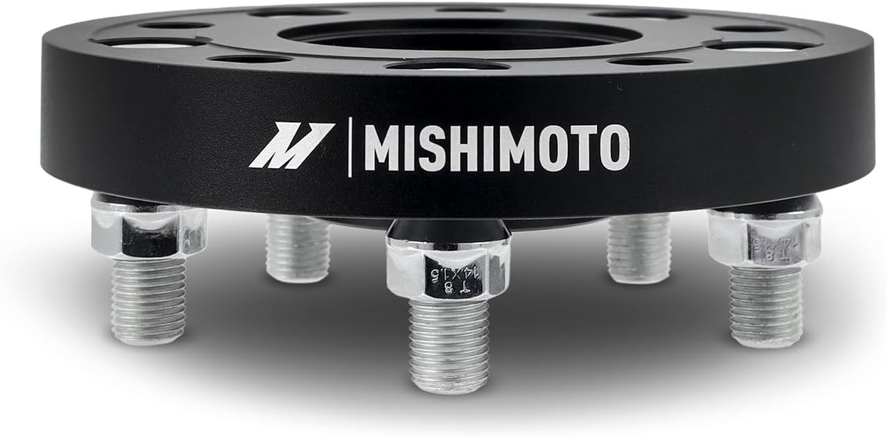 Mishimoto Wheel Spacers 5x120, 64.1mm Center Bore, M14 X 1.5, 1' Thick, Black