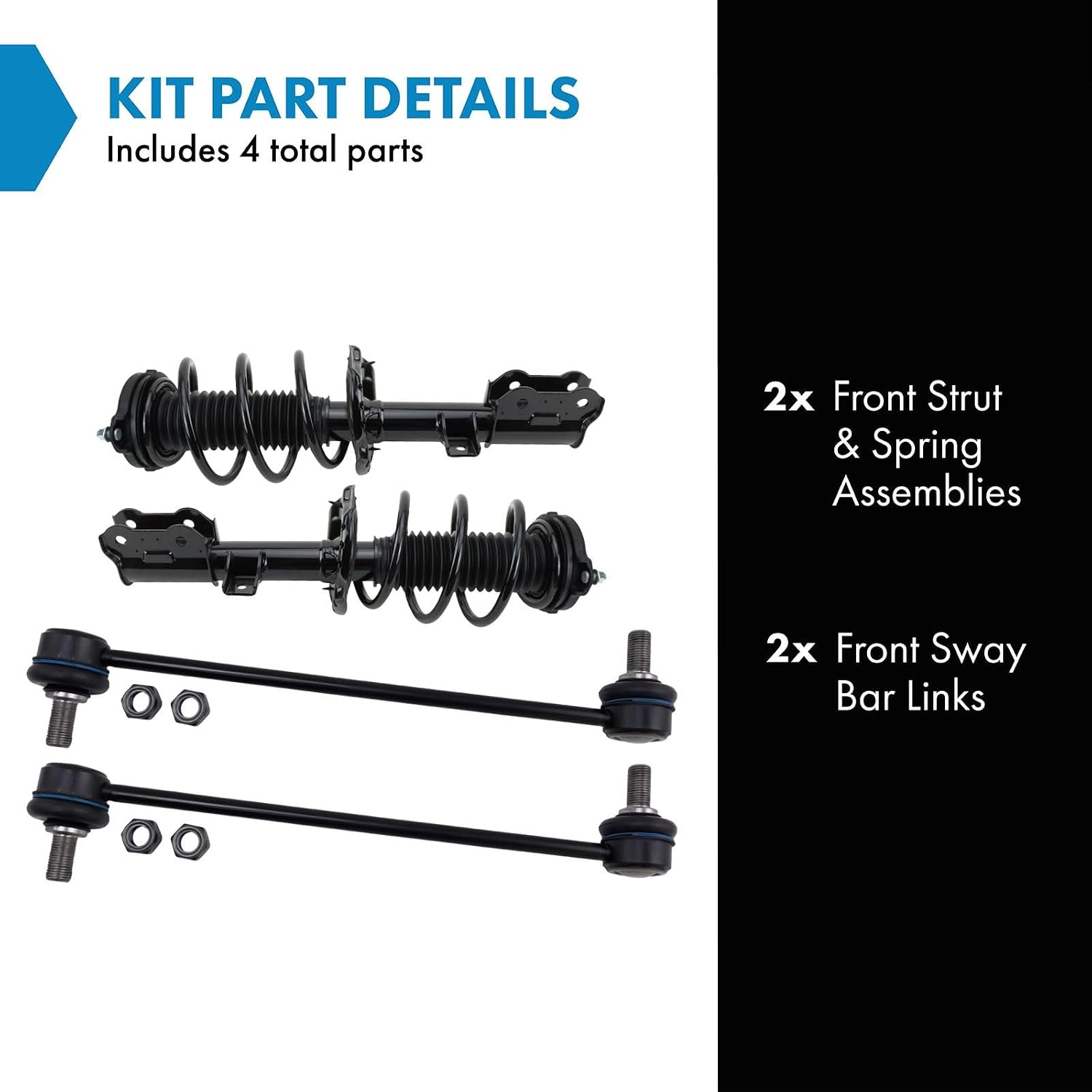 TRQ Front Suspension Kit Complete Strut & Coil Spring Assembly Sway Bar Stabilizer Link Compatible with 2019-2021 Hyundai Tucson