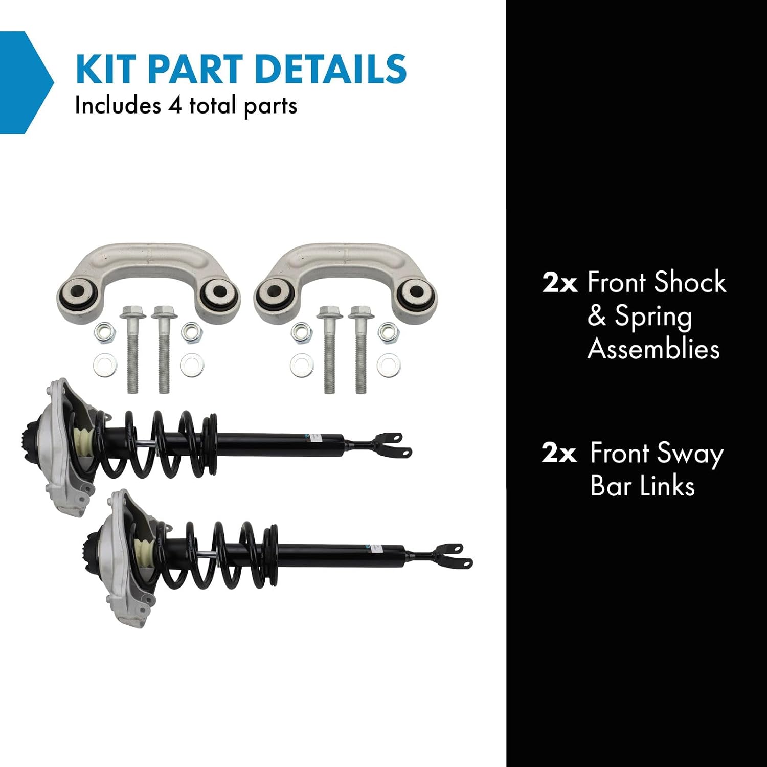 TRQ Front Suspension Kit Shock & Spring Strut Assembly Sway Bar Stabilizer Link Compatible with 2006-2011 Audi A6 2005-2011 A6 Quattro