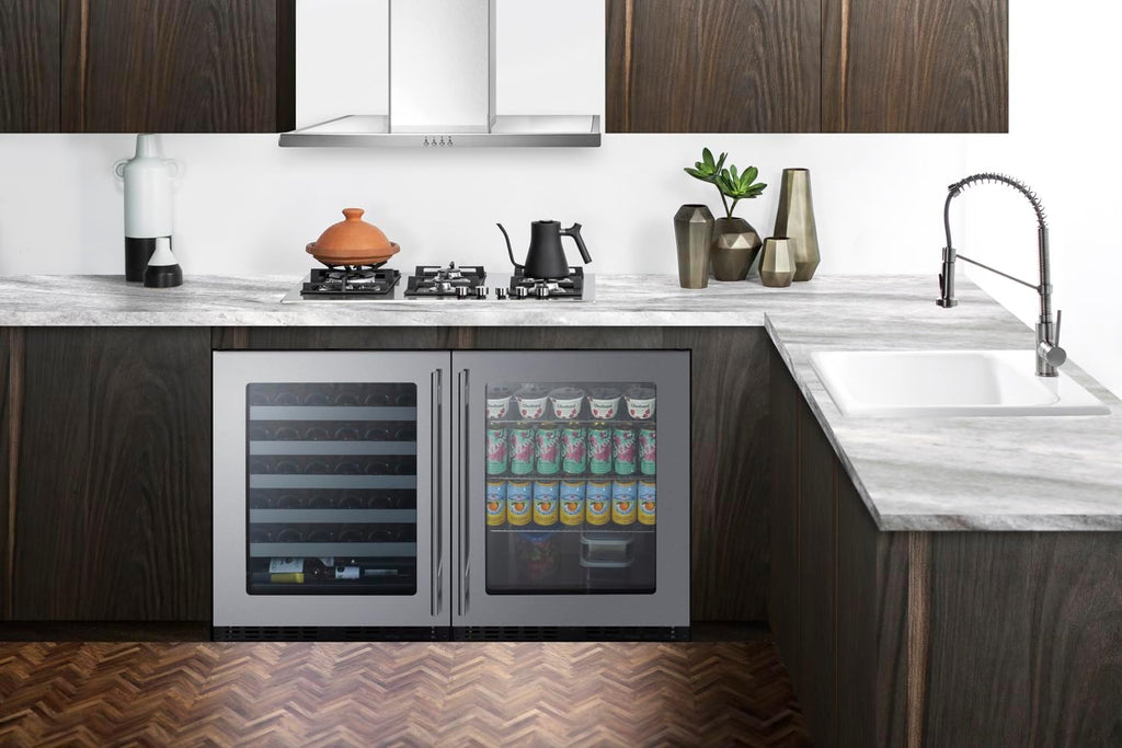 24 in. Shallow Depth Single Zone 33-Bottle Built-In Wine Cooler in Stainless Steel ADA Compliant- ASDW2412V1