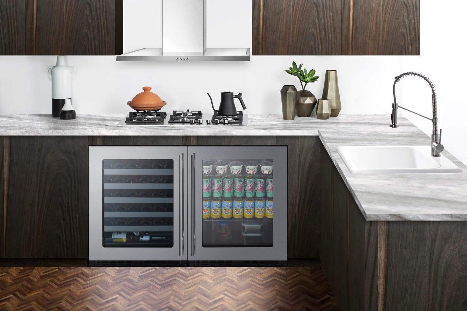 24 in. Shallow Depth Single Zone 33-Bottle Built-In Wine Cooler in Stainless Steel ADA Compliant- ASDW2412V1
