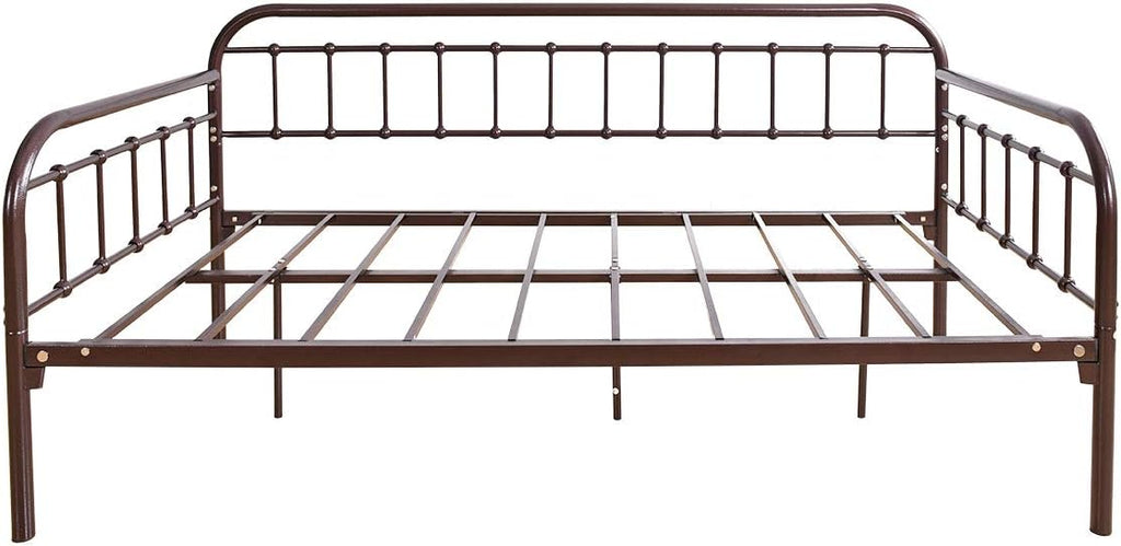 HOMERECOMMEND Metal Daybed Frame Twin Metal Slats Platform Base Box Spring Replacement Bed Sofa for Living Room Guest Room (Twin, Dark Copper)