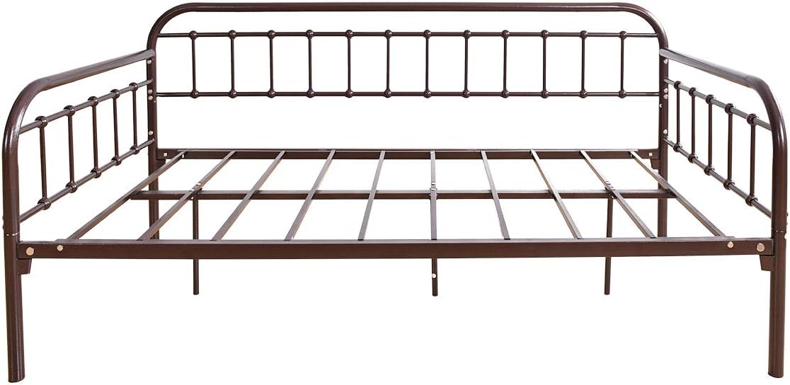 HOMERECOMMEND Metal Daybed Frame Twin Metal Slats Platform Base Box Spring Replacement Bed Sofa for Living Room Guest Room (Twin, Dark Copper)