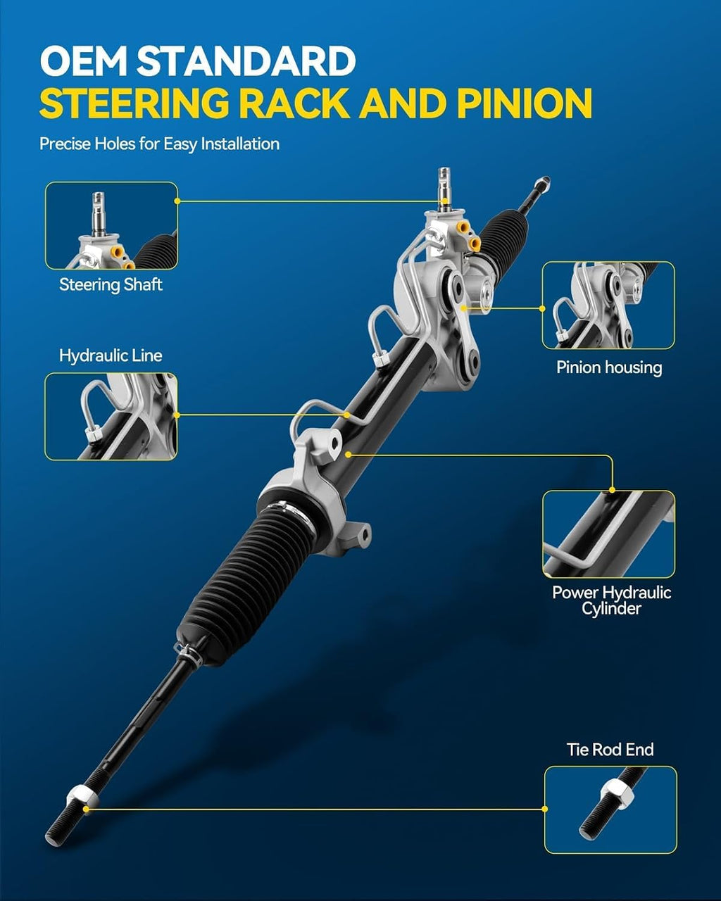 PHILTOP Hydraulic Power Steering Rack & Pinion Kit for Tahoe, Suburban 1500, Yukon, Avalanche, Yukon XL 1500, Escalade, Escalade ESV/EXT, with Outer Tie Rod Ends, Replace# 22-1145