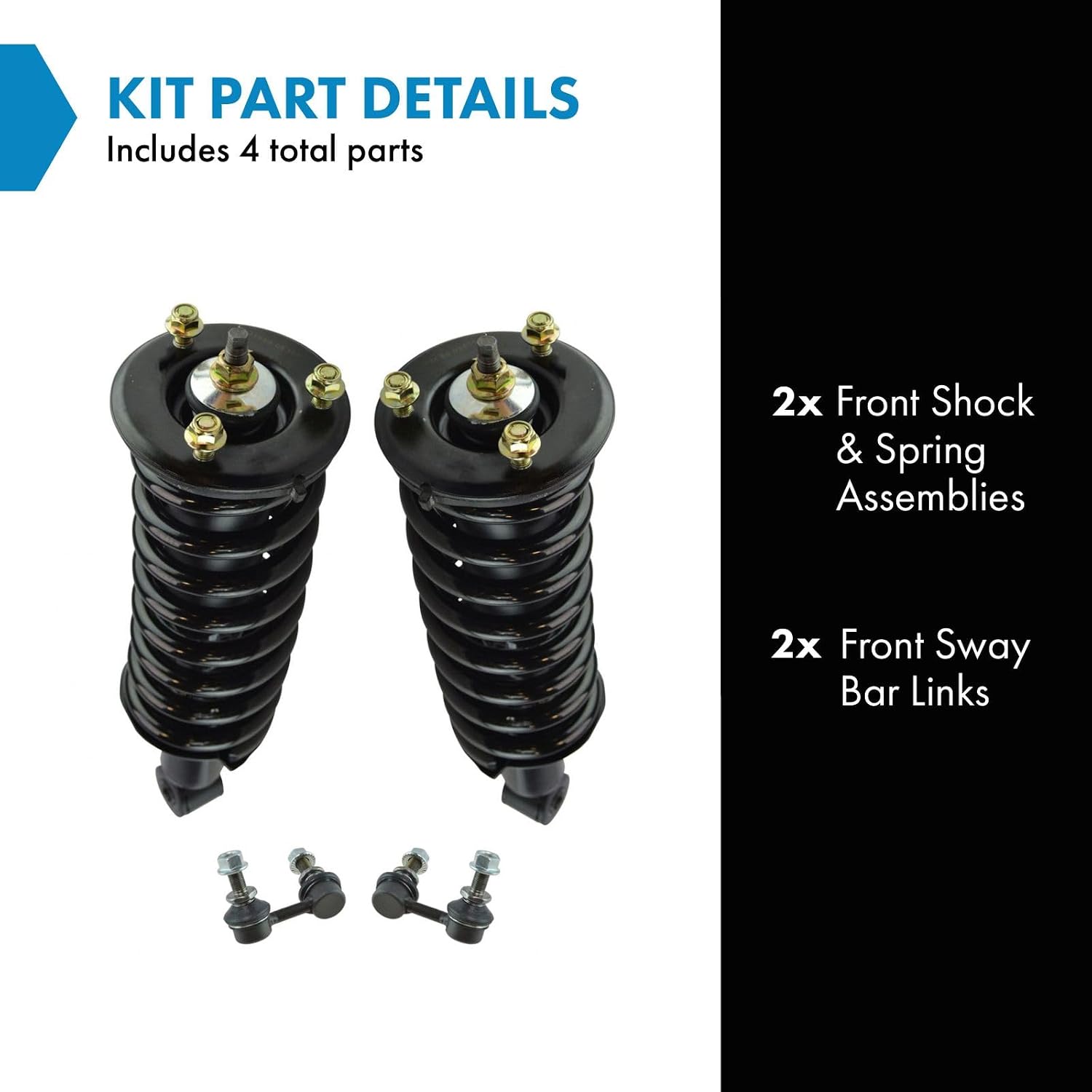 TRQ Front Suspension Kit Shock & Spring Strut Assembly Sway Bar Stabilizer Link Compatible with 2005-2019 Nissan Frontier 2009-2012 Suzuki Equator