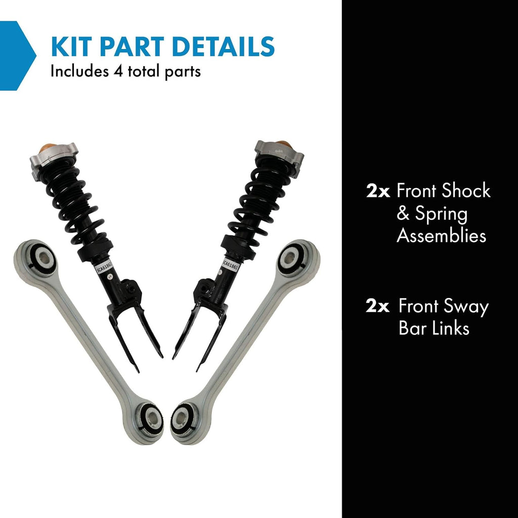 TRQ Front Suspension Kit Shock & Spring Strut Assembly Sway Bar Stabilizer Link Compatible with 2007-2015 Audi Q7 2003-2010 Porsche Cayenne 2004-2010 Volkswagen Touareg