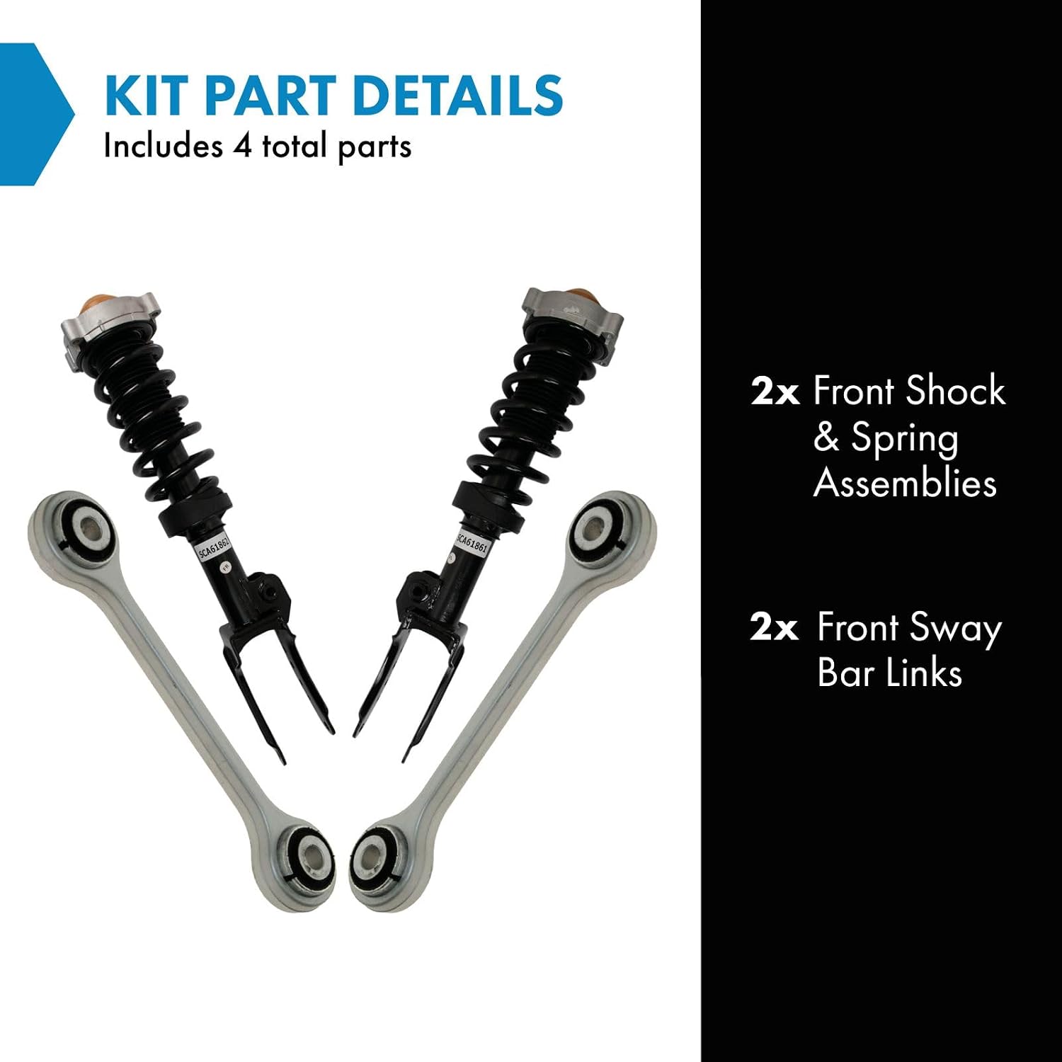 TRQ Front Suspension Kit Shock & Spring Strut Assembly Sway Bar Stabilizer Link Compatible with 2007-2015 Audi Q7 2003-2010 Porsche Cayenne 2004-2010 Volkswagen Touareg