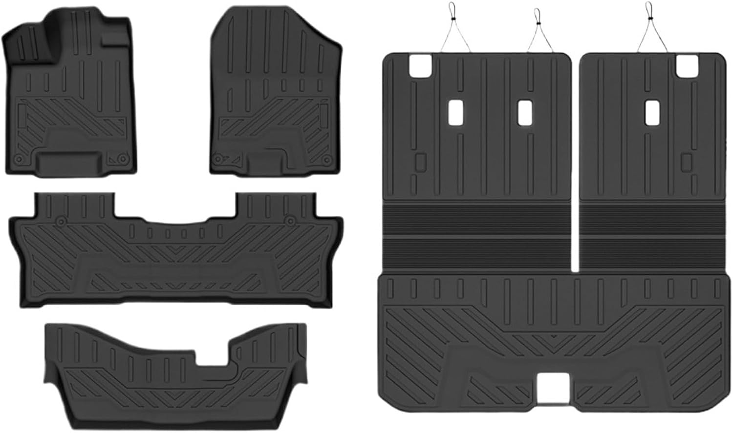 for Honda Pilot 2016-2022 All-Weather TPE Floor Mats with Cargo Liner and Backrest Mat Behind 3rd Row Heavy Duty Set(Red)